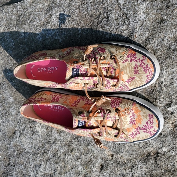 Sperry Classic CVO Sneakers Twig Pattern Tan Purple Orange Sz 9 M - Picture 2 of 13